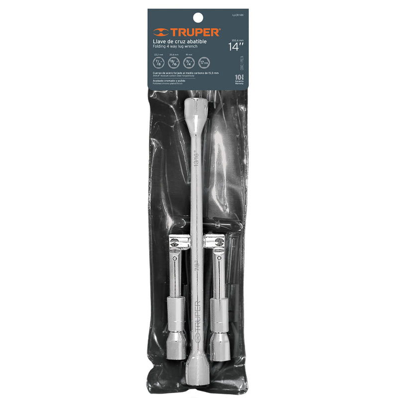 Llave de cruz para auto, 14', plegable