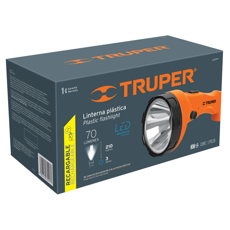 Linterna recargable de leds, 70 lúmenes