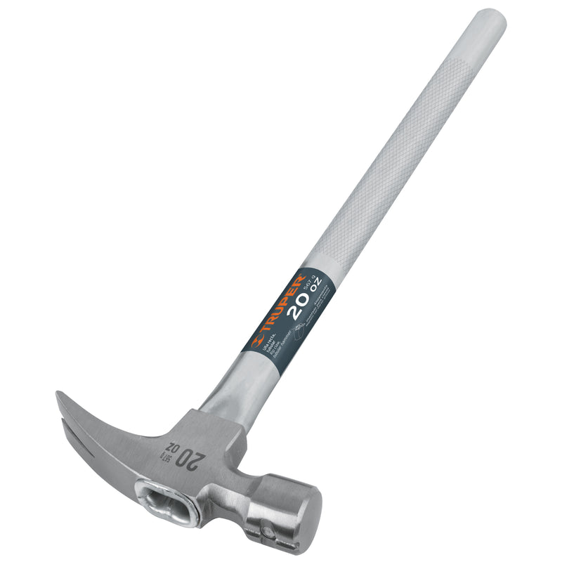 Martillo uña recta 20 oz, mango tubular, con alojamiento