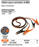 Cables pasa corriente, 3 m, calibre 8 AWG