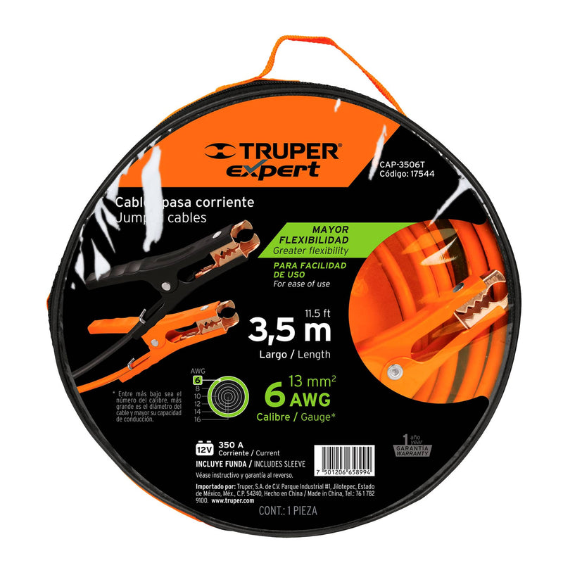 Cables pasa corriente, 3.5 m, calibre 6 AWG