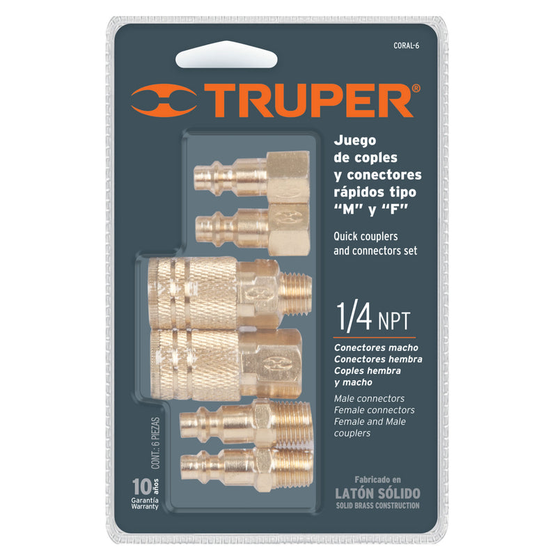Juego de 4 conectores y 2 coples para compresor de aire