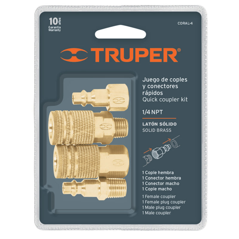 Juego de 2 conectores y 2 coples para compresor de aire