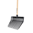 Bieldo cabeza plástica, mango de madera,16 dientes