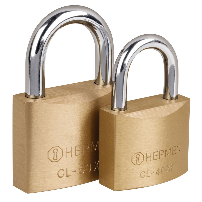 Candado de latón, 50mm, llave tetra, blister, Hermex Basic