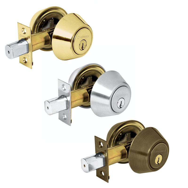 Cerrojo cromo mate, llave-llave, Hermex Basic