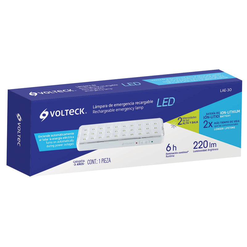 Lámpara de emergencia recargable 220 lm, 30 LED