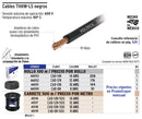 Cable THHW-LS, 14 AWG, color negro rollo 100 m