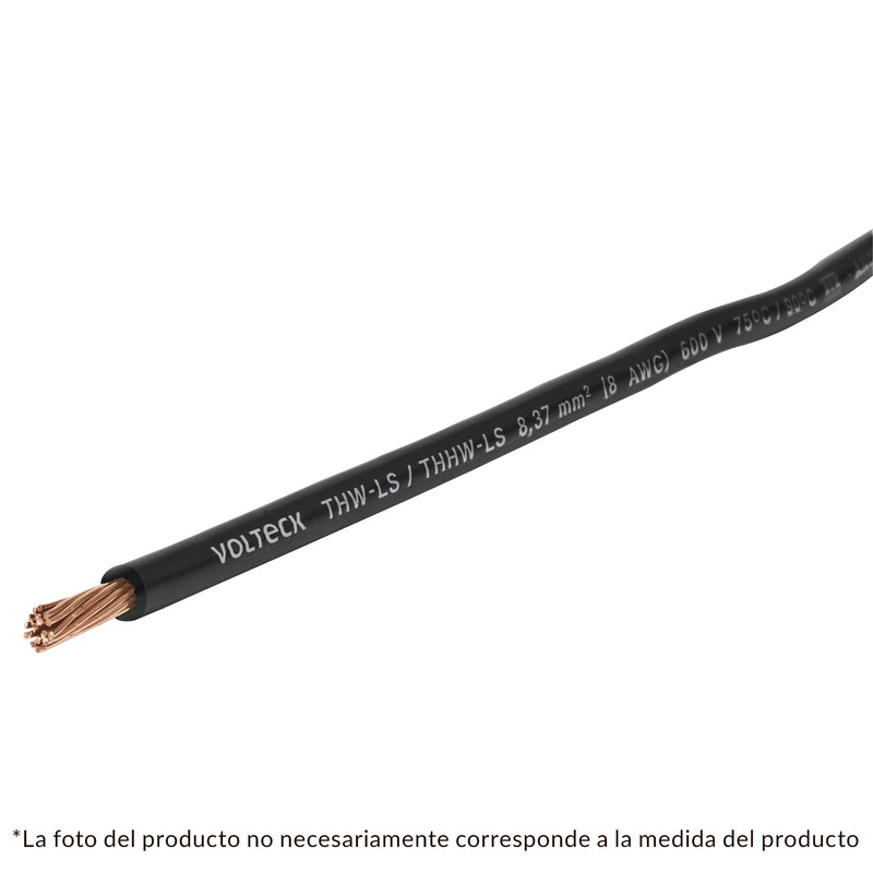 Cable THHW-LS, 14 AWG, color negro rollo 100 m