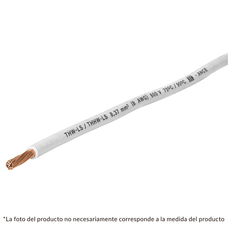 Cable THHW-LS, 10 AWG, color blanco rollo 100 m