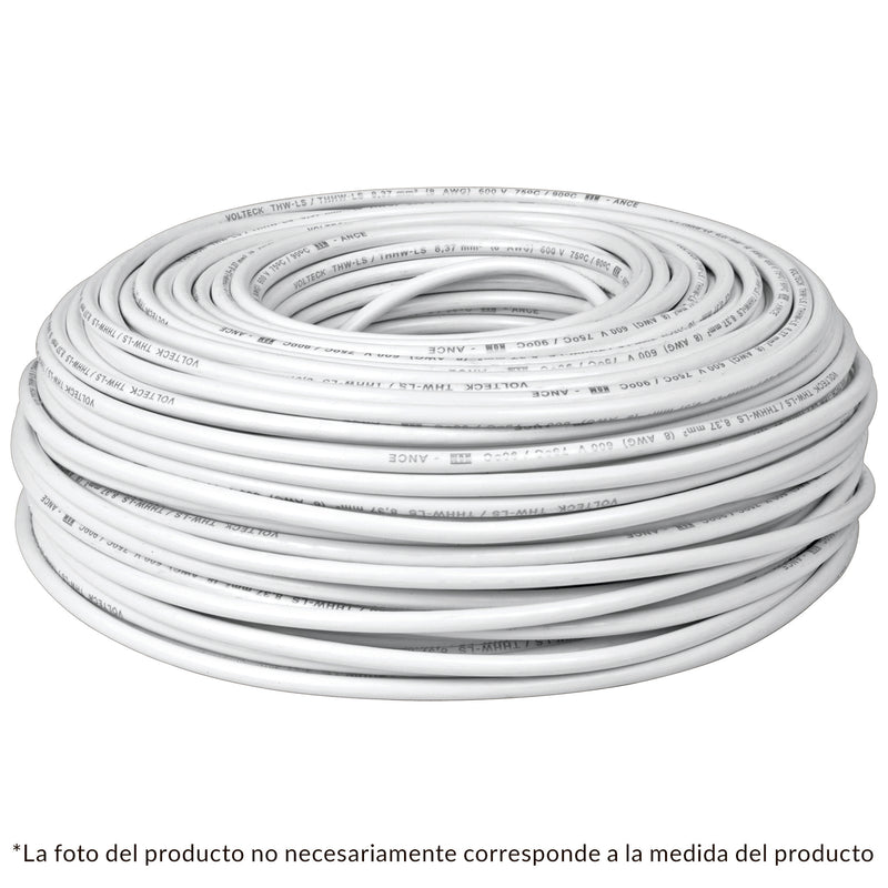 Cable THHW-LS, 14 AWG, color blanco rollo 100 m