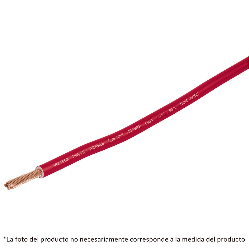 Cable THHW-LS, 10 AWG, color rojo rollo 100 m