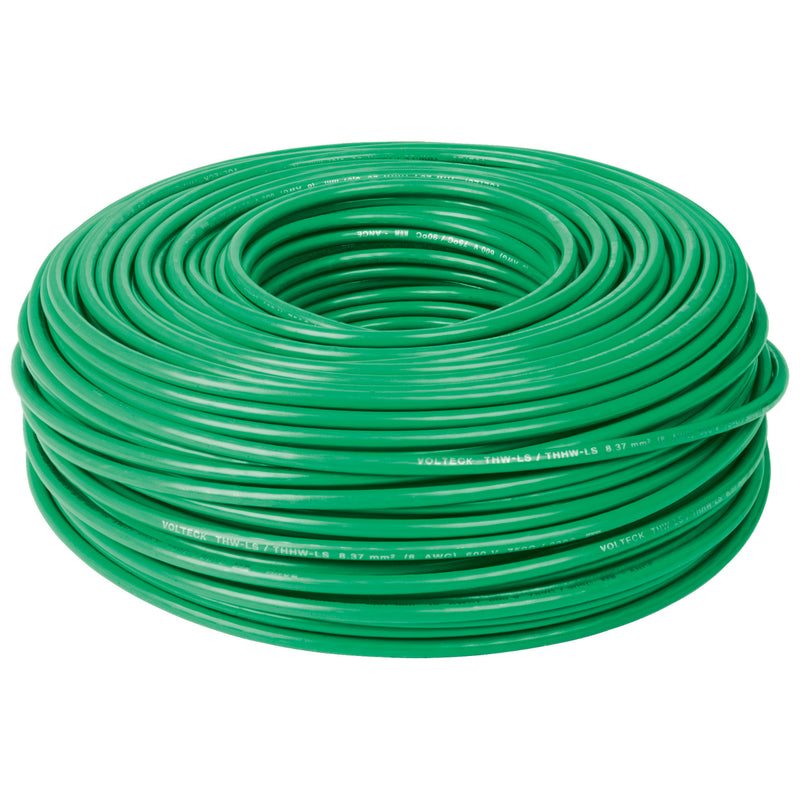 Cable THHW-LS, 8 AWG, color verde rollo 100 m