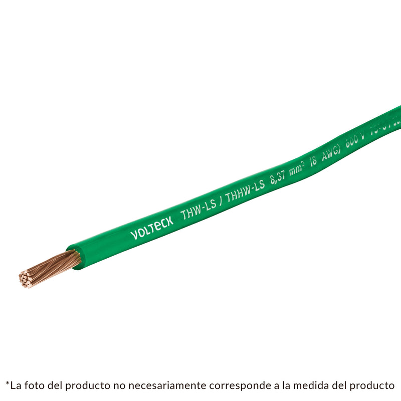 Cable THHW-LS, 12 AWG, color verde rollo 100 m