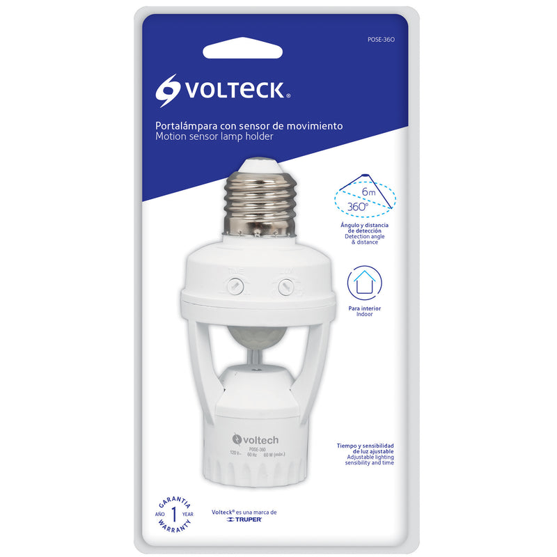 Portalámpara con sensor de movimiento 360°