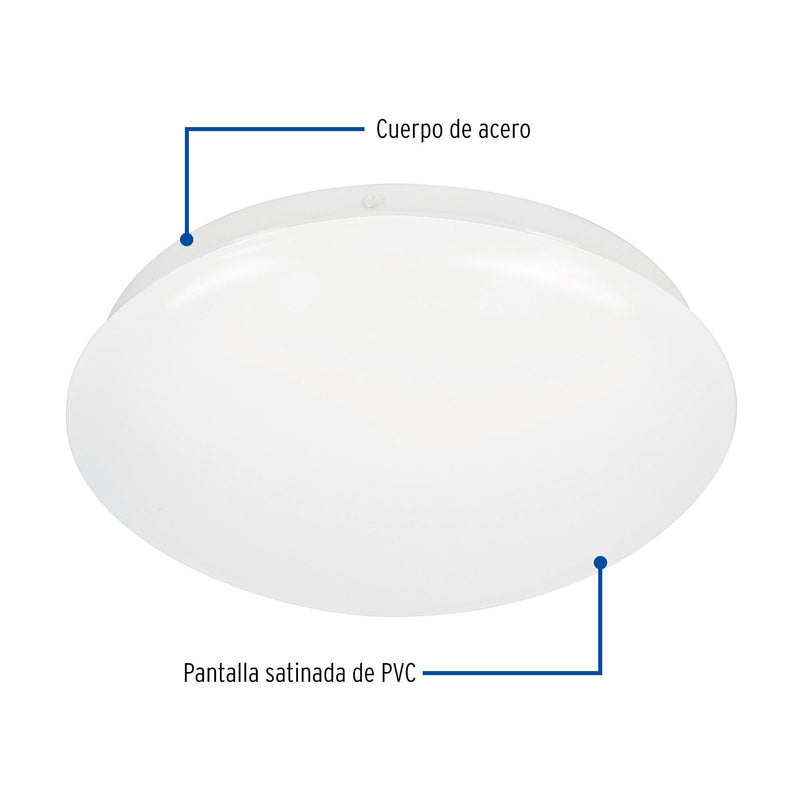 Luminario de LED de sobreponer tipo plafón, 8W, 600 lm