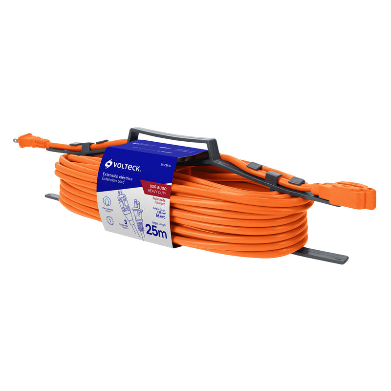 Extensión eléctrica uso rudo, 25 m, calibre 16, Volteck