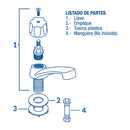 Llave individual para lavabo, metálica, hexagonal, Basic