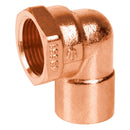 Codo 90° de cobre, rosca interior 1'