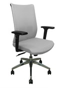 Silla Ejecutiva con respaldo mesh, asiento tela, mecanismo synchro, coderas ajustables con llantas. Dimensiones: Ancho t. 66 cm, profundidad 64 cm, altura 107 cm.  Disponible en gris, rojo y negro