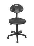 Silla multiusos, respaldo y asiento de poliuretano, mecanismo fijo con altura y profundidad ajustable. Dimensiones: ancho t. 46 cm, profundidad 56 cm, altura 99 cm.