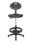 Silla multiusos, respaldo y asiento de poliuretano, mecanismo fijo con altura y profundidad ajustable. Dimensiones: ancho t. 46 cm, profundidad 56 cm, altura 120 cm.