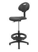 Silla multiusos, respaldo y asiento de poliuretano, mecanismo fijo con altura y profundidad ajustable. Dimensiones: ancho t. 46 cm, profundidad 56 cm, altura 120 cm.