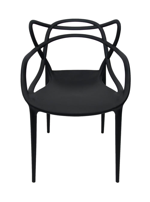 Silla multiusos, apilable, respaldo y asiento polipropileno. Dimensiones: ncho t. 53 cm, profundidad 59 cm, altura 82 cm. Disponible en blanco y negro