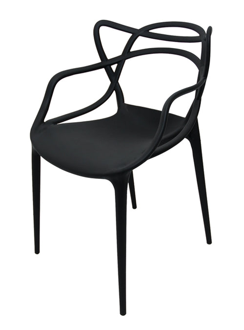 Silla multiusos, apilable, respaldo y asiento polipropileno. Dimensiones: ncho t. 53 cm, profundidad 59 cm, altura 82 cm. Disponible en blanco y negro